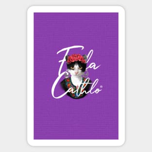 Grape TXW back Cat Frida Cathlo version of - Frida Kahlo Sticker